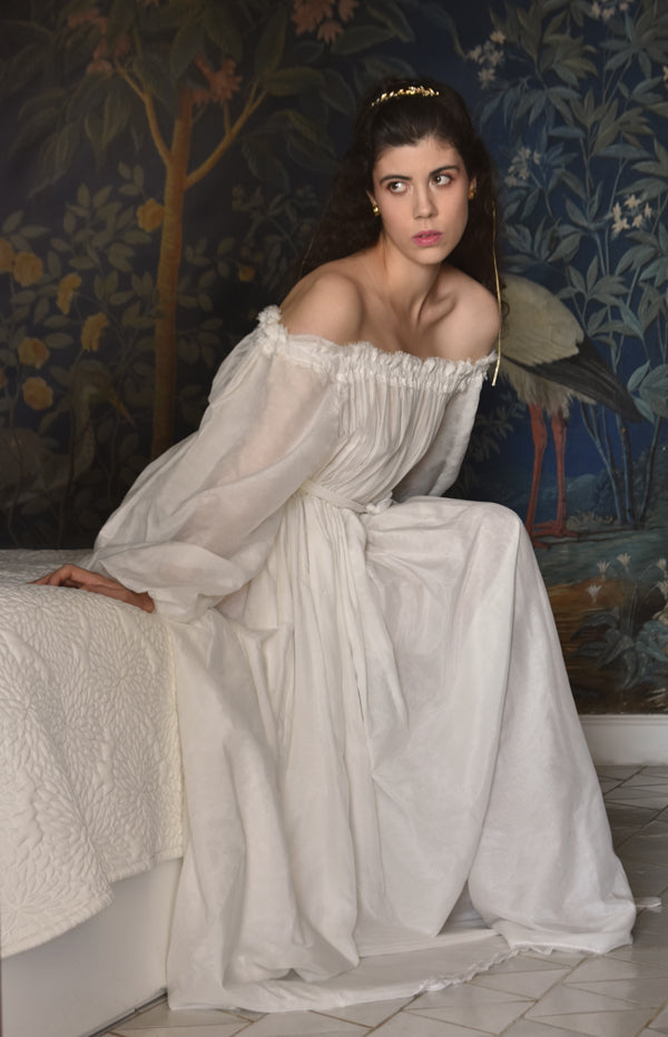 Athena Dress in Hand-Frayed Cotton/Silk Voile